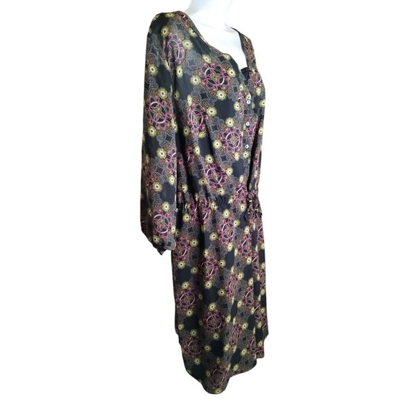 Mossimo Black Purple Green Floral Print Blouson Dress Sz 3XL - Picture 3 of 11
